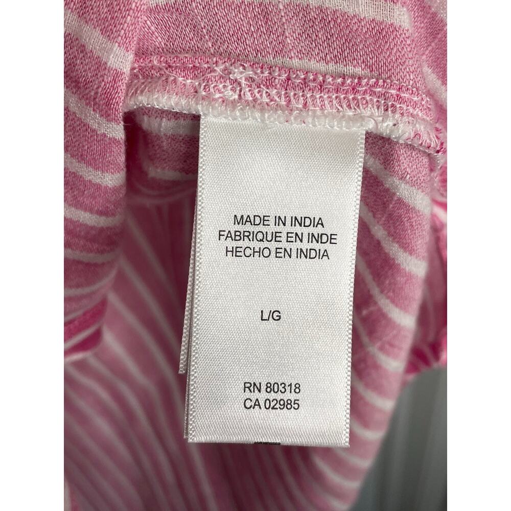 NWT Lucky Brand Women's Cotton Modal Button Down Short Sleeve Blouse Sz L Stripe - Picture 11 of 13